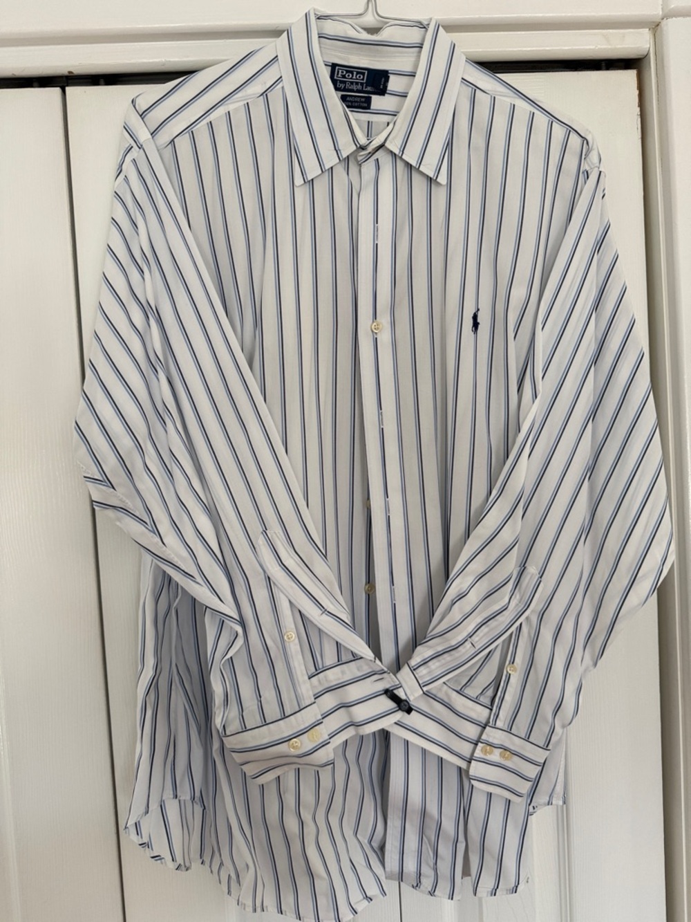 Polo by Ralph Lauren White Shirt with Blue Pinstripes